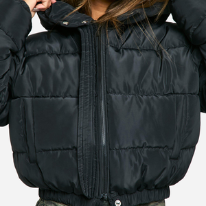 Chaqueta Corta Acolchada de Invierno para Mujer, Gran Venta |   Abrigo para Exteriores |   Relleno de Algodón Negro Teñido |   Corte Regular 2026 - Product Image 3