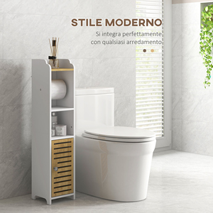 Mueble de baño Kleankin ahorrador de espacio en aglomerado con estantes y armario inferior 18x20x90 cm modelo blanco 834-624V00WT - Product Image 4
