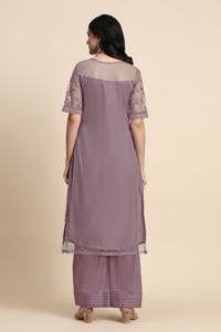 Conjunto Salwar Étnico para Mujer de Trendmalls con Dupatta y Bordado de Lentejuelas (Morado G260) para Bodas - Product Image 2