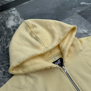 Soft Lemon Dusty Turquoise Acid Wash <b>Hoodie</b> 100% Cotton with Embroidered <b>Zip</b>-up Design Distressed Hem Sweatshirt - Product Image 2