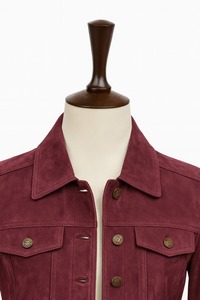 Veste de motard vintage pour homme Jeanne en daim de chèvre Berry avec fermeture éclair, col montant, vêtement d'extérieur décontracté, look classique - Product Image 6