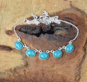 สร้อยคออัญมณีสีเงินสเตอร์ลิงประดับ925เทอร์ควอยซ์ประจำเดือนเกิดสร้อยคอดีไซน์เนอร์สีเทอร์ควอยซ์ของขวัญสำหรับวันเกิด - Product Image 3