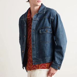 Denim Jacket Casual Slim Men Winter High Quality Plus Size Stand Collar Front Logo OEM Service - Product Image 2