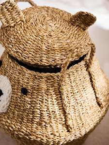 Cute Animal Bear Storage <b>Basket</b> Natural Paper <b>Rope</b> Wicker Kids Toy Organizer <b>Basket</b> for Nursery Room Home Decor and Organization - Product Image 2