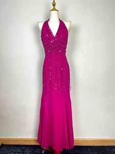 Sin mangas Floral Aline vestido de baile vestido de fiesta de noche elegante con cuentas bordado de lentejuelas posición del logotipo frontal - Product Image 3