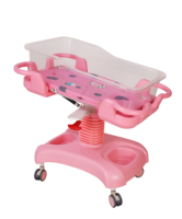 Lit d'hôpital pour bébé en plastique ABS réglable en hauteur et en angle avec chariot métallique