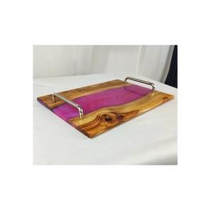 Plateau et sous-verres en bois de mangue avec revêtement en émail pour la maison à moindre coût plateau au design unique avec ensemble de sous-verres - Product Image 3