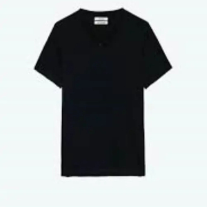 T-shirt en coton avec col en V à la mode personnalisée T-shirt en tissu de coton Bluk uni à manches courtes tricoté T-shirt en coton uni recyclé - Product Image 1