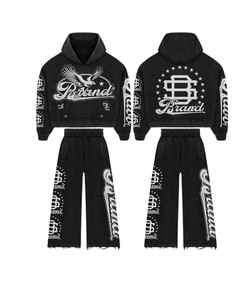 Ensemble 2 pièces décontracté pour hommes Streetwear athlétique survêtement à capuche personnalisé Sun Fade Street Style hommes Baggy survêtements respirant - Product Image 2