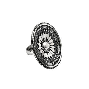 Solid 925 Sterling <b>Oxidized</b> Silver Artisan Look Ethnic Ring for Woman Girls Handcrafted Jewelry Wholesale Factory Price Supplier - Product Image 2