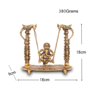 Miễn phí vận chuyển handmade Big Brass kim loại Ganesh trên một Swing thần tượng Hindu thần ganpati trên jhula Ganesh điêu khắc ganpati murti Ấn Độ - Product Image 3
