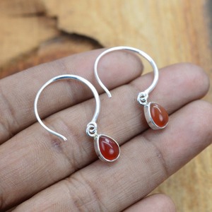 925 <b>Solid</b> Sterling <b>Silver</b> Carnelian Gemstone <b>Earrings</b> Handmade Girls Accessaries for Women Dangle <b>Earrings</b> <b>Silver</b> Jewellery - Product Image 3