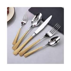 Classic Stainless Steel Cutlery Set <b>Gold</b> Designer Handle Smooth Handle Flatware Set For Kitchen - Product Image 1