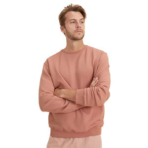 Sudadera de Algodón Grueso con Cuello Redondo y Diseño Bordado de Invierno para Hombre, Puños Acanalados, Largo Recortado, Mangas Largas, Ligeramente Holgada - Product Image 1