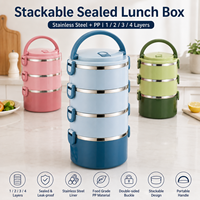 Boîte à lunch en acier inoxydable multicouche, isolée, étanche, portable, grande capacité pour l'école, le bureau, les voyages