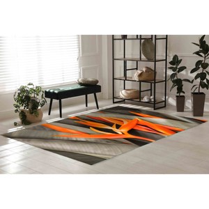 Tapis imprimé feuilles d'oranger - Décoration de bureau moderne et luxueuse à thème botanique, tapis fin non tissé - Product Image 3