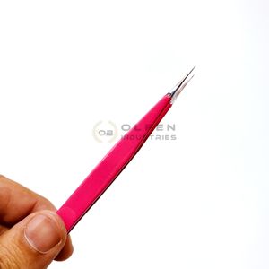 Customized Neon <b>Pink</b> <b>Powder</b> Coated Eyelash Extension Tweezers Pointed Stainless Steel Volume Tweezers Essential Eyelash Tools - Product Image 1