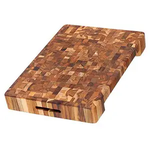 持久漂亮的风格天然木材矩形形状块设计，带手柄切割砧板，适用于酒店和家庭厨房
