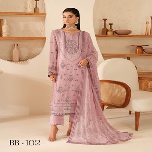 Ramsha Vol BB-1 Long Maxi Frock Femmes Heavy Party Eid Robes Brodées En Mousseline De Soie Trois Pièces Punjabi Costumes Salwar Kameez - Product Image 2