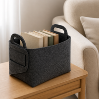 Boîte de rangement en feutre écologique OEM en gros avec poignées, panier pliable grande capacité pour l'organisation domestique