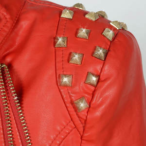 Chaqueta de cuero de Otoño Invierno para mujer Chaqueta de cuero básica con cuello vuelto y cremallera para mujeres adultas a bajo precio - Product Image 5