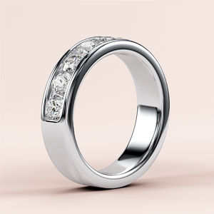 Anillo de moissanita original chapado en oro de 14 quilates personalizable amarillo y blanco 3mm 2 quilates para aniversario de bodas o fiestas - Product Image 3