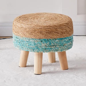 Ottoman rond en jonc de mer tissé naturel artisanal, décoration pour la maison, OEM accepté, table basse ottoman en provenance du Vietnam, vente en gros - Product Image 5