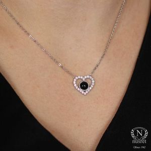 Siyah Ta 925 Ayar Gm KolyeDetayl Kalp Modeldeal HediyeHeart ekli - Product Image 3
