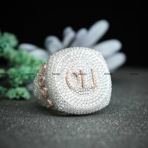 Personalization Round Brilliant Cut Moissanite <b>Name</b> Engagement Ring in Two Tone Plated Christmas <b>Gift</b> by Phoenix Enterprise - Product Image 3