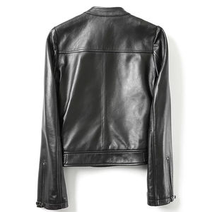 Chaqueta de Motera de Piel de Oveja para Mujer al por Mayor, Estilo Europeo, Ajuste Delgado, Tejida, Ecológica, Reversible, Diseño con Logotipo Personalizado - Product Image 2