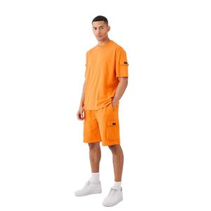 Camiseta de Manga Corta con Cuello Redondo y Diseño de Bolsillos, Corte Regular, Talla Grande, Estilo Urbano, Conjunto de Dos Piezas para Hombre, Verano, Formal, Terry - Product Image 1