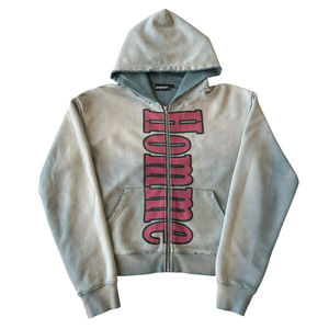 Top Quality Custom Printed Frayed Hooded <b>Zip</b>-Up <b>Hoodie</b> for <b>Men</b> Sun Faded Acid Wash Streetwear 100% Cotton Rhinestone <b>Hoodie</b> - Product Image 1