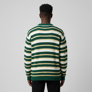 Pull en tricot à col rond 100% acrylique sur mesure OEM/ODM, logo tricoté personnalisé, pull à épaules tombantes pour homme - Product Image 4