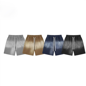 Derniers modèles MEN ACID WASH Sporty de haute qualité 100% coton Séchage rapide Sun Fade Rhinestone Solid Pattern Streetwear Shorts - Product Image 5