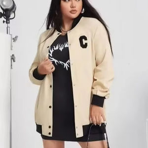 Nouvelle veste bomber courte pour femmes, personnalisation OEM, broderie de logo, vestes de baseball, vente en gros en usine - Product Image 1