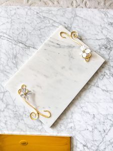 Tradition marbre personnalisé luxe décoratif en laiton couvercle bord bidons luxe marbre or bord blocs à découper Design créatif - Product Image 4