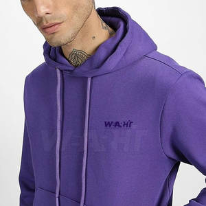 Sudadera con capucha de color morado para hombre con cordón y bolsillo liso teñido - Product Image 5