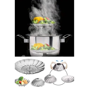 Panier vapeur pliable en acier inoxydable pour légumes, à insérer dans les casseroles - Product Image 3