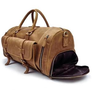 Sac de voyage en cuir de marque privée personnalisée de haute qualité Hommes Femmes Valise De Voyage Sac polochon avec compartiment à chaussures - Product Image 5