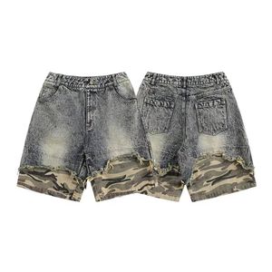 Été Unisexe Hip Hop Ripped Hole Denim Shorts Black Punk Wash Baggy Work Shorts Vintage Raw Edge Casual Denim Jorts - Product Image 1