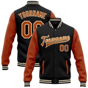 Vente en gros dans l'industrie directe, blouson d'hiver décontracté personnalisé, blanc cramoisi noir-doré, veste à pression intégrale Varsity Letterman - Product Image 5