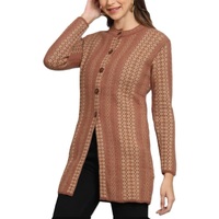 Femmes Trendy Slim Fit Longline Cardigan col haut laine mélangée chaud hiver pull manteau bouton fermeture pleine manches