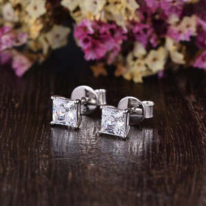 NOVAMART Fine Zarkan Diamond Earrings Ice Cube <b>Silver</b> <b>Studs</b> Wholesale Export - Product Image 3