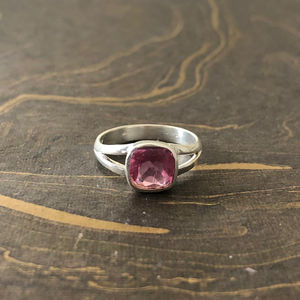 Adjustable Designer Pink <b>Quartz</b> <b>Ring</b> 3.2 Grams Rose Gold Plated Bezel Setting Cluster Jewellery Gift for Any Occasion - Product Image 1