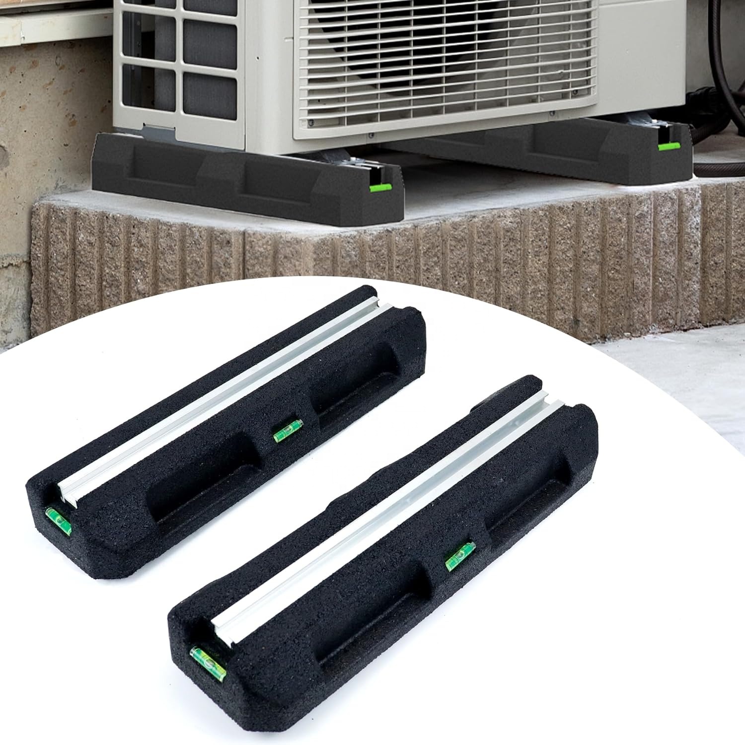 Anti-Vibration Rubber Floor Feet Kit for Mini Split AC Condenser Easy Installation, Supports Up to 1100 lbs, 3-Year Warranty Anti-Vibration Rubber Floor Feet Kit for Mini Split AC Condenser Easy Installation, Supports Up to 1100 lbs, 3-Year Warranty