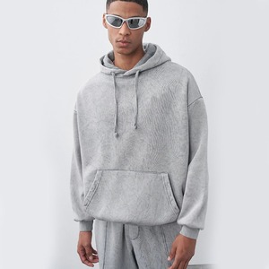 Collection hiver Sweat-shirt et pantalon unisexe stylé nouvel arrivage de streetwear personnalisé délavé à l'acide ensemble de 2 pièces sweat-shirt blanc à capuche et pantalon pour hommes - Product Image 3