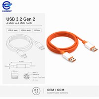 Kabel Data USB 3.2 Gen 2 Tipe A Male ke Tipe A Male 10Gbps 1M 2M 3M 3.0 ke Kabel A untuk Peralatan Industri OEM