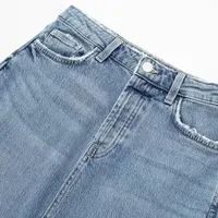 Jean en denim délavé pour femme, coupe droite, taille mi-haute, style décontracté streetwear, idéal pour l'entraînement, modèle Mom, collection hiver