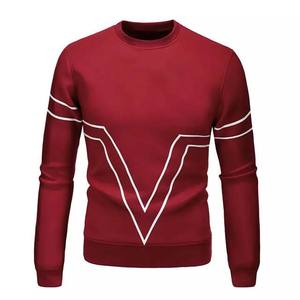 เสื้อสเวตเตอร์คอกลมของผู้ชายเสื้อสเวตเตอร์คอตตอนสีทึบของ100% ออกแบบโลโก้ของคุณเอง - Product Image 1