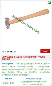 Marteau de chasse pour bijoutiers avec manche rond GS 981E-01 Outils de bijouterie pour outils de bijouterie - Product Image 2